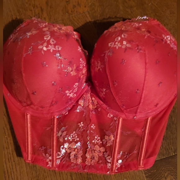 VS pushup floral embroidered corset top 38DD - Picture 2 of 3